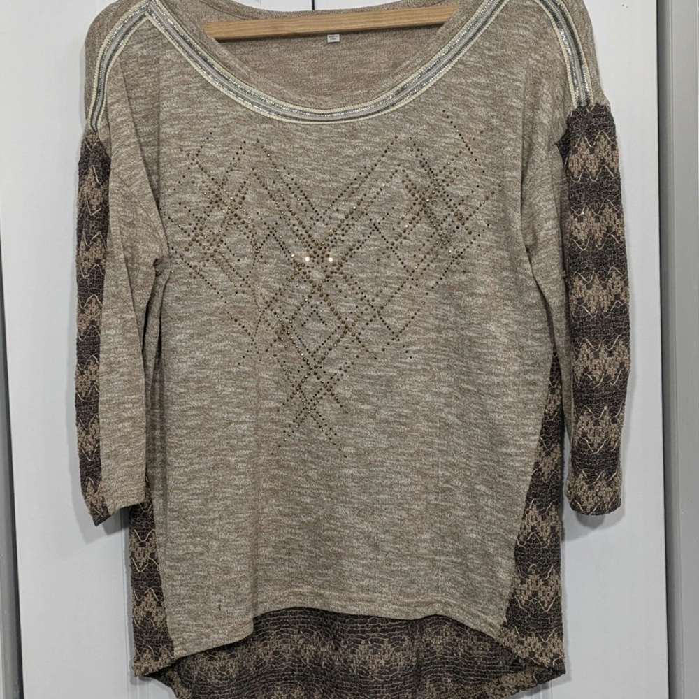 Miss Me Tan Knit Sweater